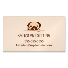 Vrolijke Pug Dog Pet Sitting Service Magnetisch Visitekaartje