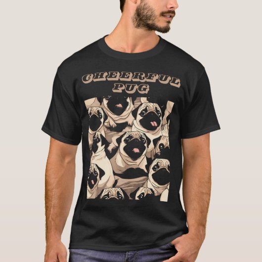 vrolijke pug grappige t-shirt (Voorkant)