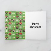 Vrolijke Pug Kerstkaart Feestdagen Kaart (Binnen)