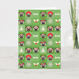 Vrolijke Pug Kerstkaart Feestdagen Kaart