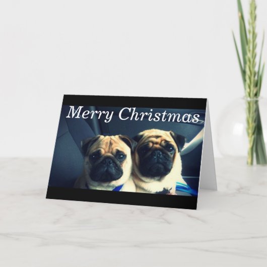 Vrolijke pug xmas feestdagen kaart (Voorkant)