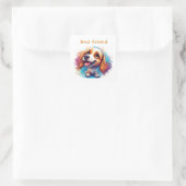 Vrolijke Pup Met Expressieve Ogen Vierkante Sticker (Tas)