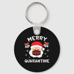 Vrolijke Quarantine Kerstmis Grappig Santa Pajama Sleutelhanger