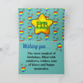 Vrolijke Rainbow Star Verjaardag Kaart Monogram (Binnen)