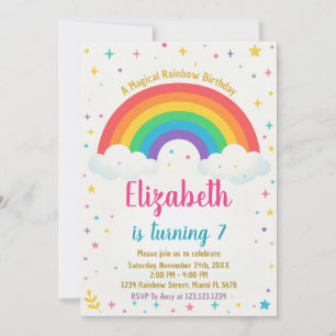 Vrolijke Rainbow verjaardagsuitnodiging Kaart