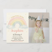 Vrolijke Rainbow verjaardagsuitnodiging Kaart (Voorkant)
