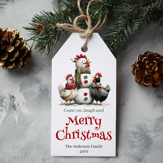 Vrolijke Rare Kippen Kerstlabel Bewerkbaar Cadeaulabel