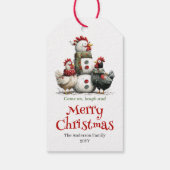 Vrolijke Rare Kippen Kerstlabel Bewerkbaar Cadeaulabel (Achterkant)