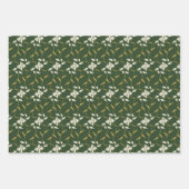 Vrolijke Regal Bloemen Helder Rood, Groen, Ivoor Inpakpapier Vel (Voorkant 3)