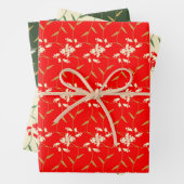 Vrolijke Regal Bloemen Helder Rood, Groen, Ivoor Inpakpapier Vel (In situ)