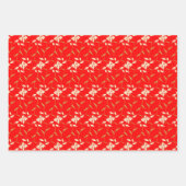 Vrolijke Regal Bloemen Helder Rood, Groen, Ivoor Inpakpapier Vel (Voorkant)