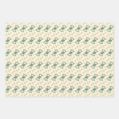 Vrolijke Regal Bloemen Rood en Groen Inpakpapier Vel (Voorkant 3)