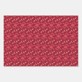 Vrolijke Regal Bloemen Rood en Groen Inpakpapier Vel (Voorkant)