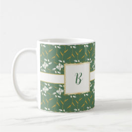 Vrolijke Regal Floral Green Monogram Koffiemok