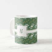 Vrolijke Regal Floral Green Square Monogram Koffiemok (Voorkant links)