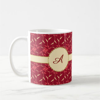 Vrolijke Regal Floral Red Monogram Koffiemok