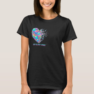 Vrolijke Regenboog Glanzende Bubbel Hart Grafische T-shirt