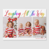 Vrolijke Regenboog Kerst 3 Foto Magneet Kaart (Voorkant)