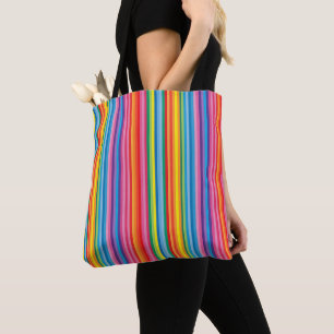 Vrolijke regenboogstrepen tote bag