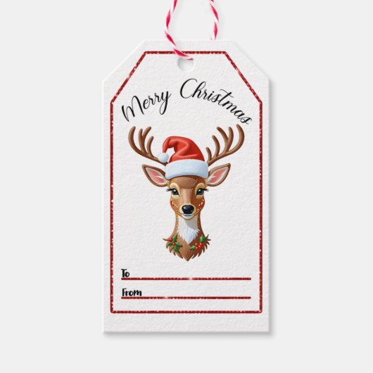 Vrolijke rendier kerst labels! cadeaulabel (Voorkant)