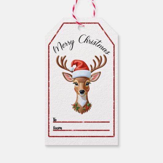 Vrolijke rendier kerst labels! cadeaulabel (Achterkant)