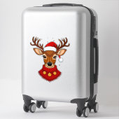 Vrolijke Rendier Met Kerstman Hoed Sticker (Koffer)