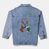 Vrolijke rendieren Groeten Vrolijk Kerstfeest Hoho Denim Jacket (Achterkant)