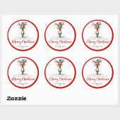 Vrolijke rendierwhimsie feestelijke stickerkunst ronde sticker (Vel)