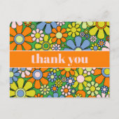 Vrolijke Retro 60s Bloemen Bedankt Briefkaart (Voorkant)