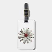 Vrolijke Retro 60s rode stip gestippeld Daisy Flow Bagagelabel (Voorkant verticaal)