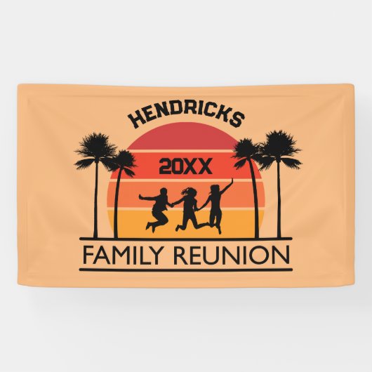 Vrolijke, retro Family Reunion welkom banner (Horizontaal)