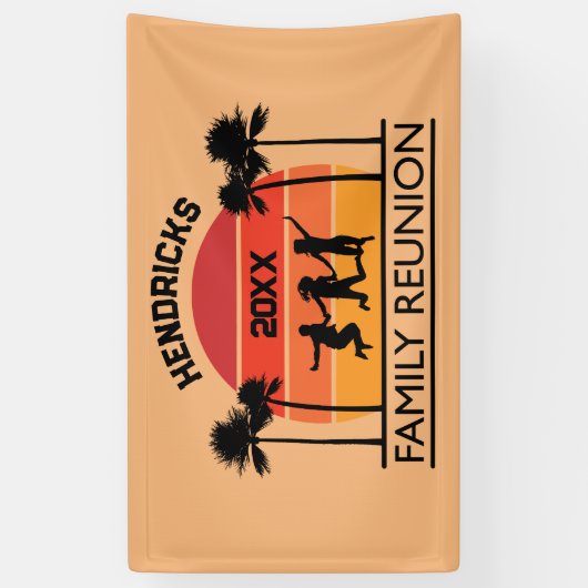 Vrolijke, retro Family Reunion welkom banner (Verticaal)