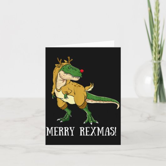 Vrolijke Rexmas Rendier T-rex Rudolph Dinosaurus K Kaart (Voorkant)