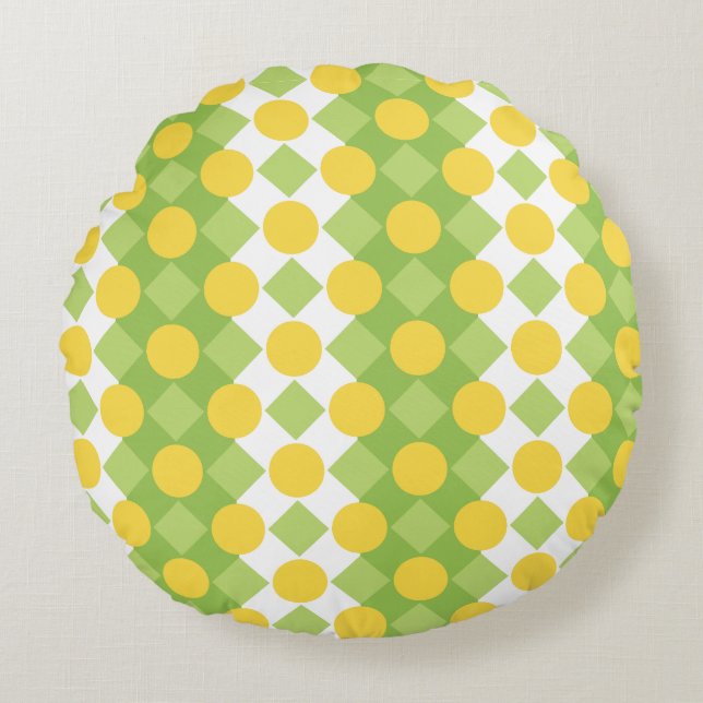 Vrolijke rijen van vormen Patroon Rond Kussen (Voorkant)