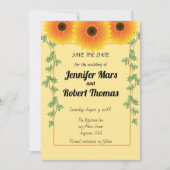 Vrolijke rijzende zonnebloem save the date (Voorkant)