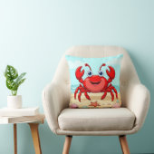 Vrolijke Rode Cartoon Krab Lieve Schelp Kinderen Kussen (Stoel)