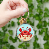 Vrolijke Rode Cartoon Krab Lieve Schelp Kinderen Sleutelhanger (Hand)