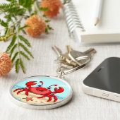 Vrolijke Rode Cartoon Krab Lieve Schelp Kinderen Sleutelhanger (Zijkant)