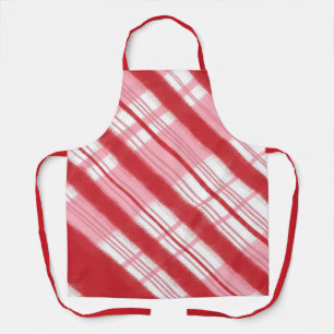 Vrolijke rode en roze vakantie Candy Cane Plaid Schort