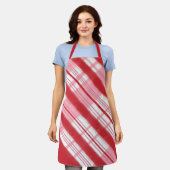 Vrolijke rode en roze vakantie Candy Cane Plaid Schort (Gedragen)