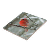 Vrolijke rode kardinaal decoratieve Tegel Tegeltje (Zijkant)