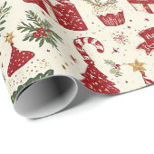 Vrolijke Rode Verjaardag Kerstmis Cadeaupapier (Rol Hoek)