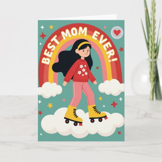 Vrolijke Roller Skate Regenboog Kaart (Voorkant)