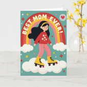 Vrolijke Roller Skate Regenboog Kaart (Gele Bloem)
