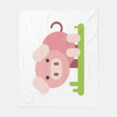 Vrolijke Roze Biggetje Fleece Deken (Voorkant)