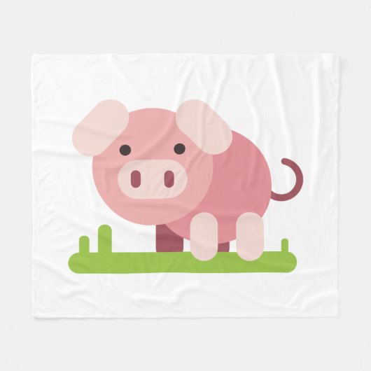 Vrolijke Roze Biggetje Fleece Deken (Voorkant (Horizontaal))