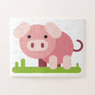 Vrolijke Roze Biggetje Legpuzzel