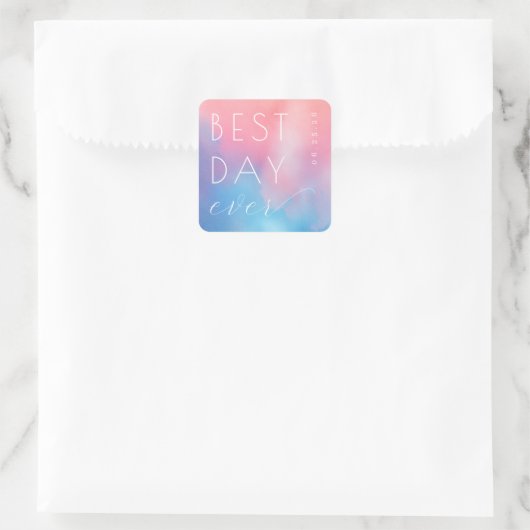Vrolijke Roze Blauwe Gradiënt Vierkante Sticker (Tas)