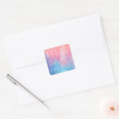 Vrolijke Roze Blauwe Gradiënt Vierkante Sticker (Envelop)