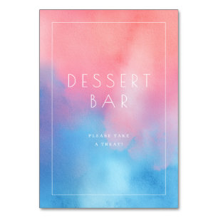 Vrolijke Roze Blauwe Waterverf Dessert Bar Bord Kaart